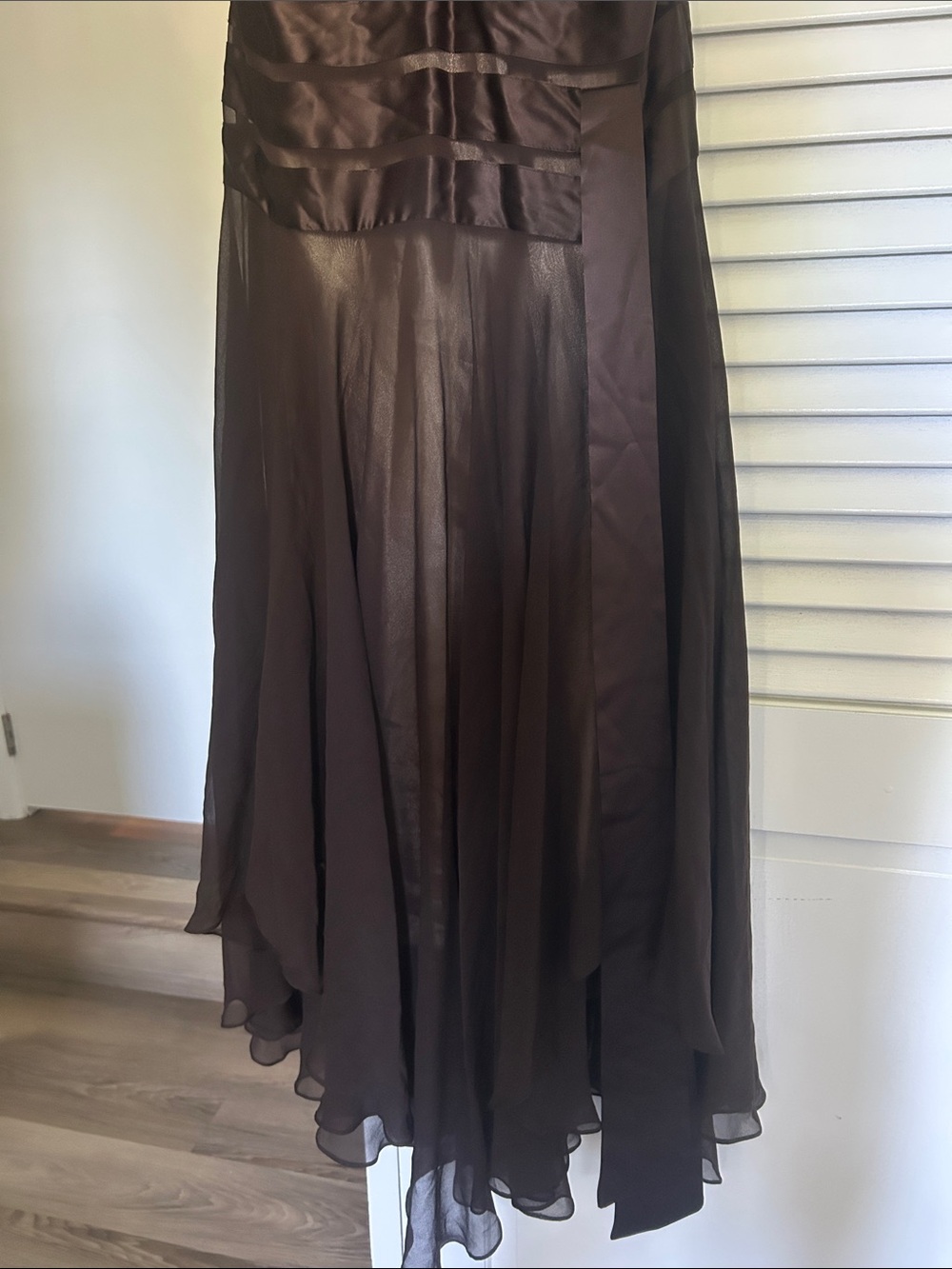 Cache One-Shoulder Brown Evening Gown - Picture 4 of 10